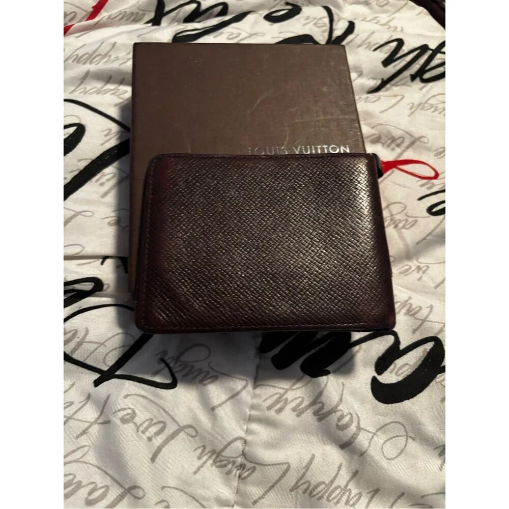 Louis Vuitton Dark Brown Textured Leather Bi-Fold Wallet